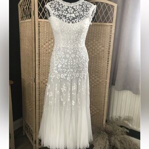 Bella Embellished ivory lace tulle dress